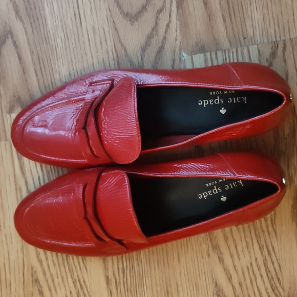 Kate Spade red loafers shoes are - Picture 2 of 5
